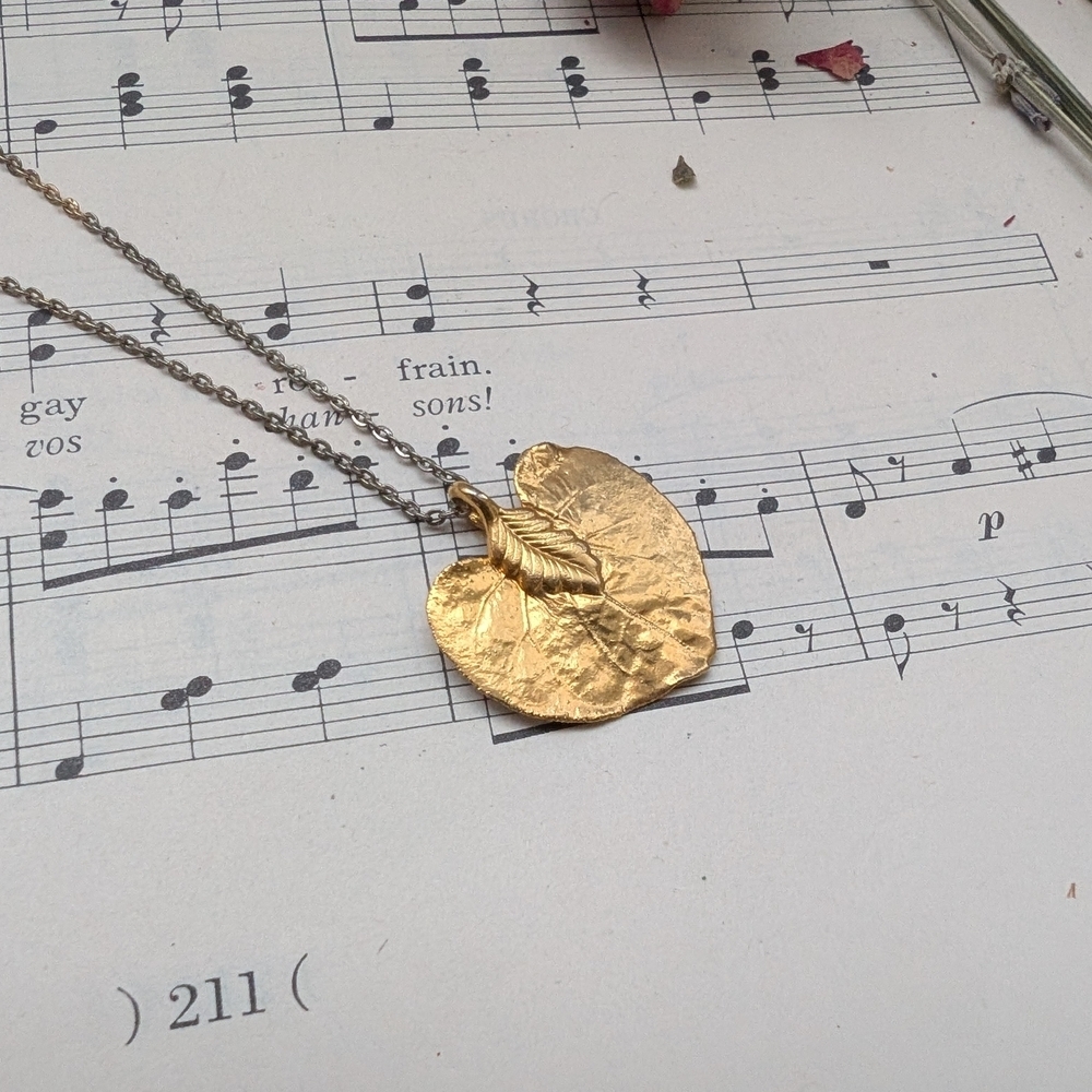 Goldtine Leaf Heart Pendant Necklace